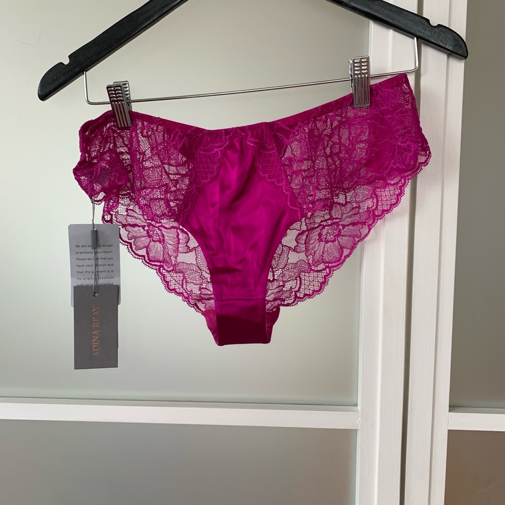 Adina Reay silk and lace panties in fuchsia pink. NWT. Size large.